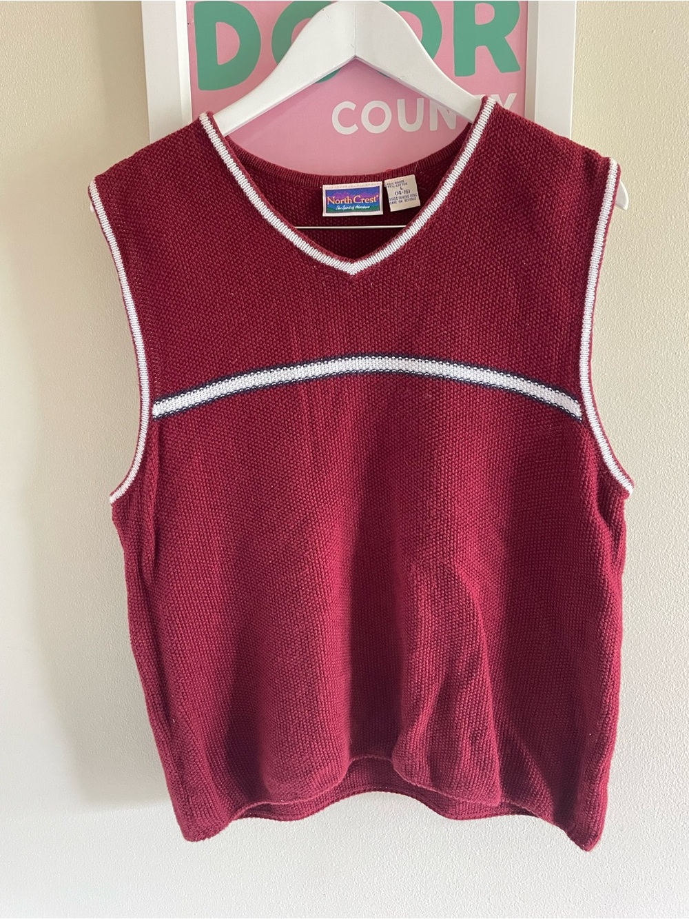North Crest Vintage 90s Y2K Preppy Varsity Striped V-Neck Sweater Vest Large